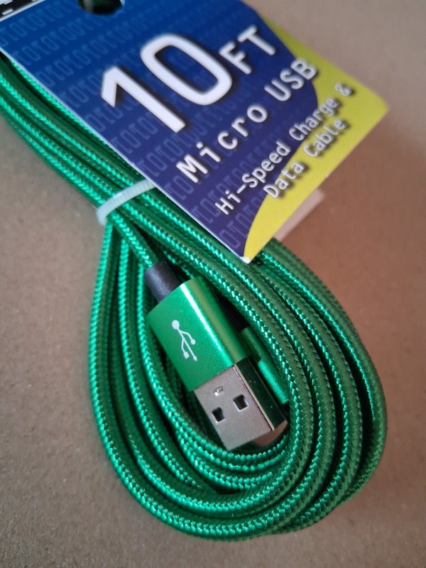 USB to Micro USB Cable 10-Foot Hi-Speed Charge & Data Cable Green  NEW!