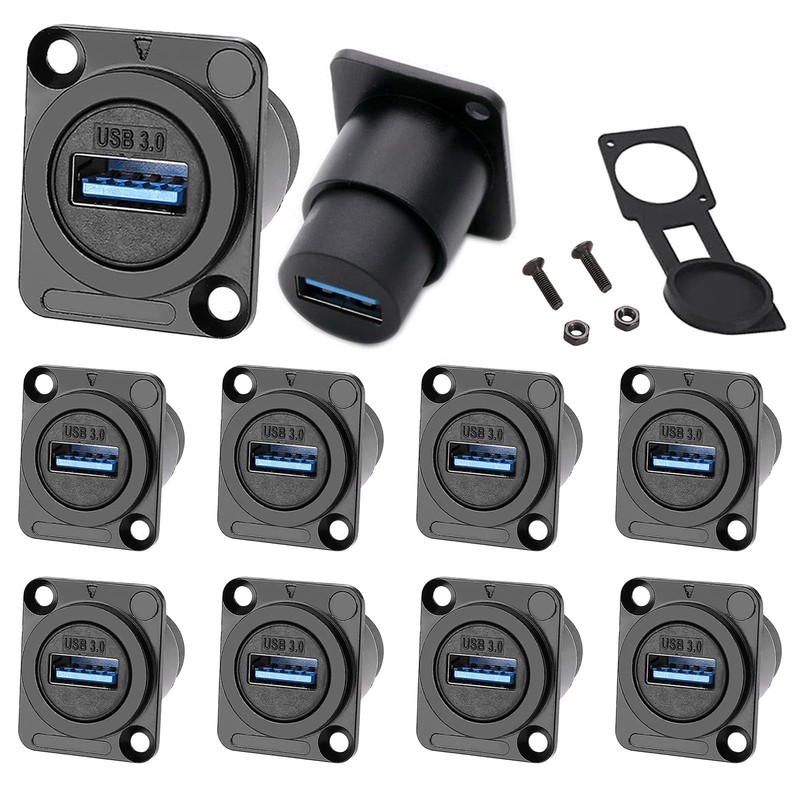 10PCS USB Panel Mount Connector,USB 3.0 Pass Through Data Connector Female to…
