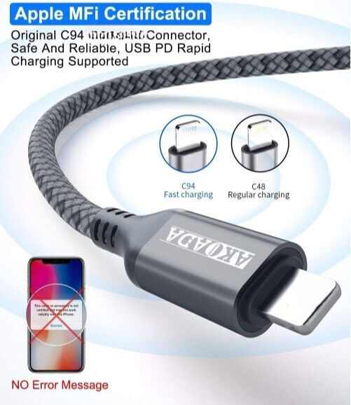 3Pack 10ft USB C Cable PD Fast Charging for iPhone 13/12/11 Nylon MFi Certified gallery