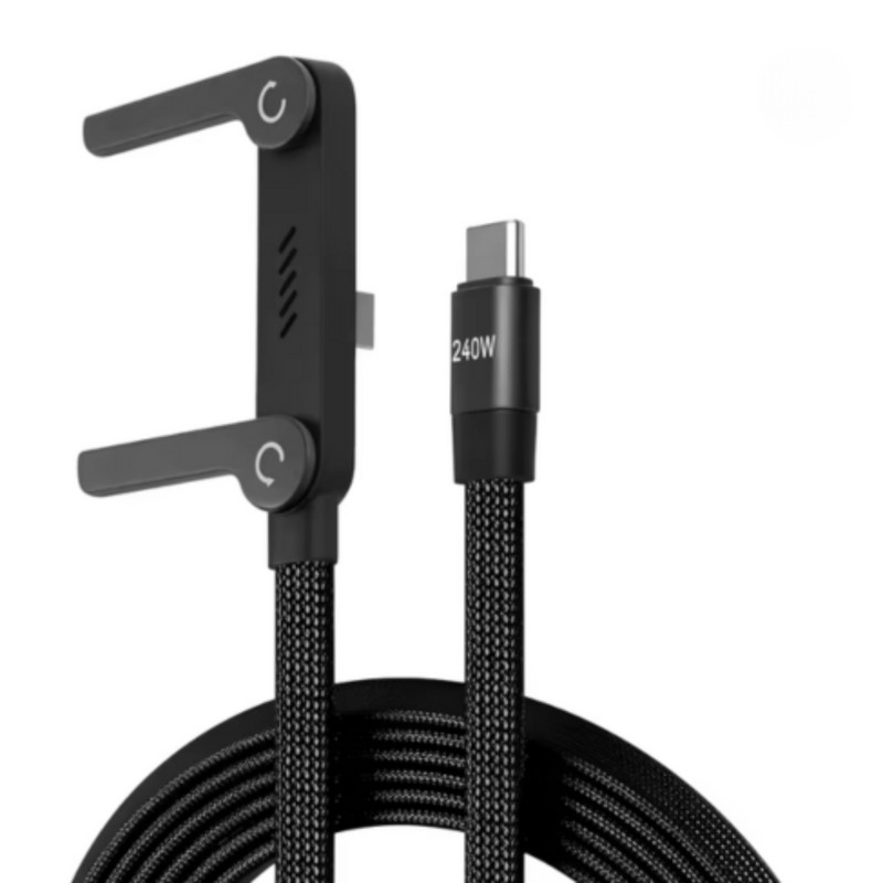 2-in-1 Invisible Holder Charger Cable–240W Fast Charging Cord with Phone Stand gallery