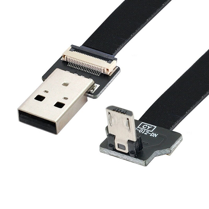 Down Angled USB2.0 Type-A to Micro USB 5Pin Data Flat Cable for FPV & Phone gallery