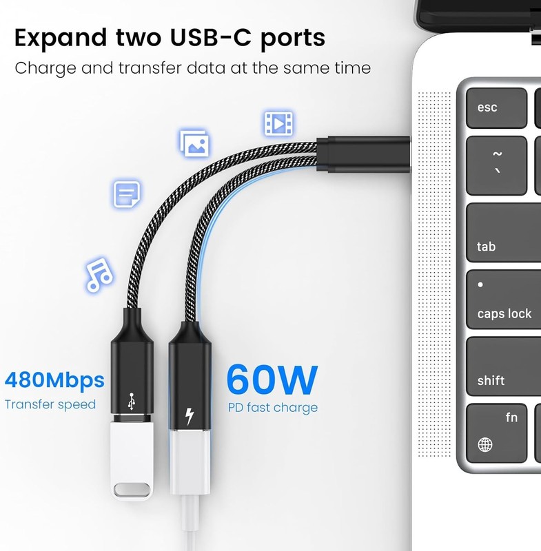 Effortless Charging & Data Transfer – USB C Splitter for Nintendo Switch & iPads gallery