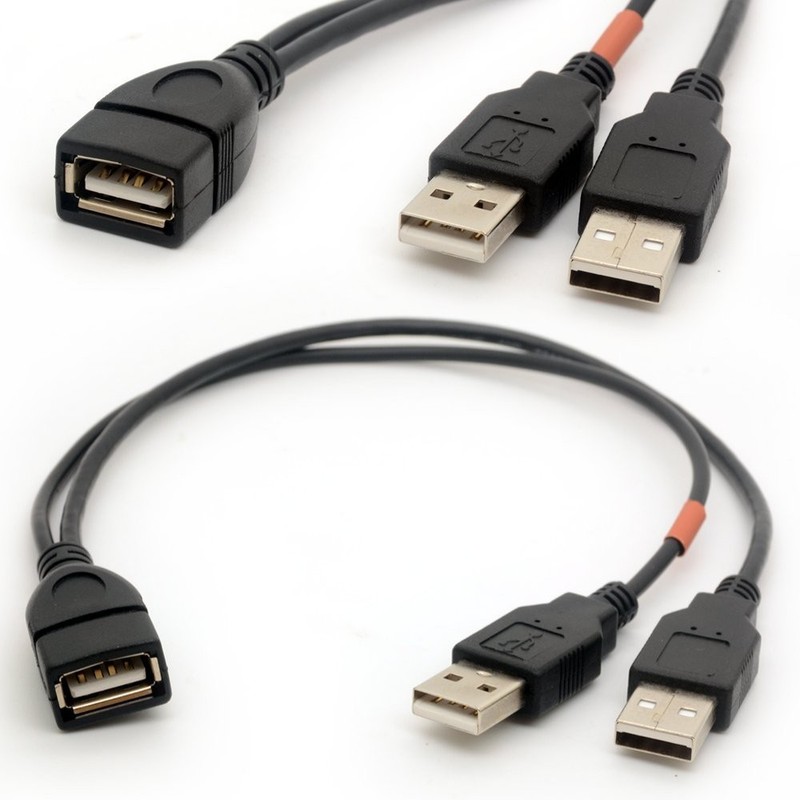 USB Cable Y Splitter USB 2.0 Power Enhancer Hub Adapter Data Charger Cable