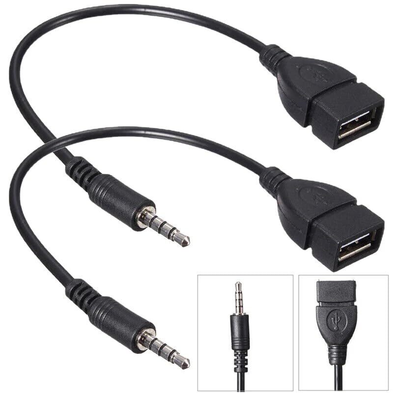 2x 3.5mm Male Audio Jack Plug to USB 2.0 Female Converter Cord for Playing Music gallery