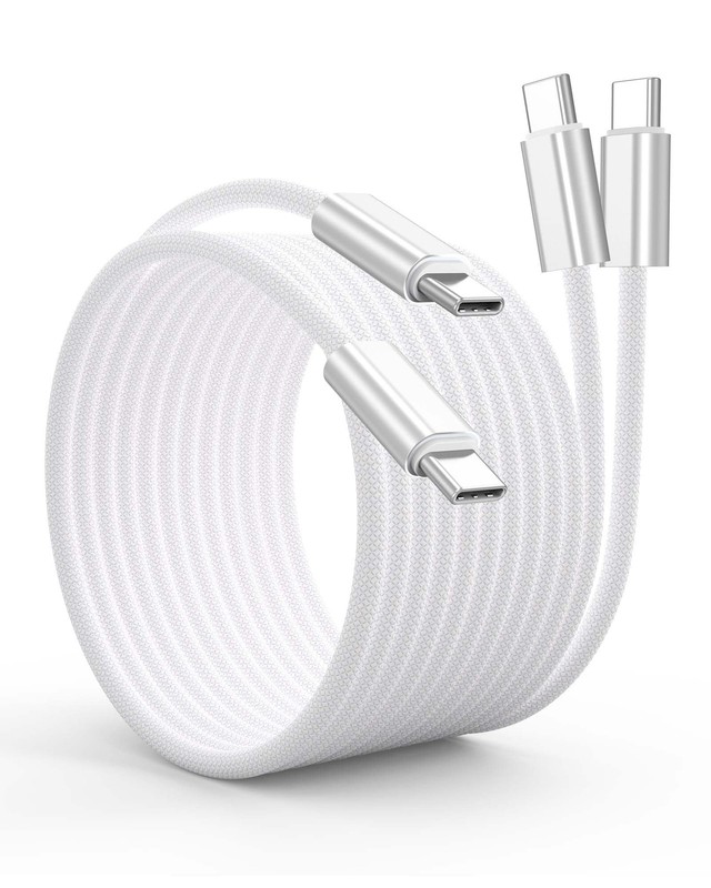 Long USB C to USB C Cable 15 FT (2-Pack，220W, Data 480M), Braided Fast Charin…