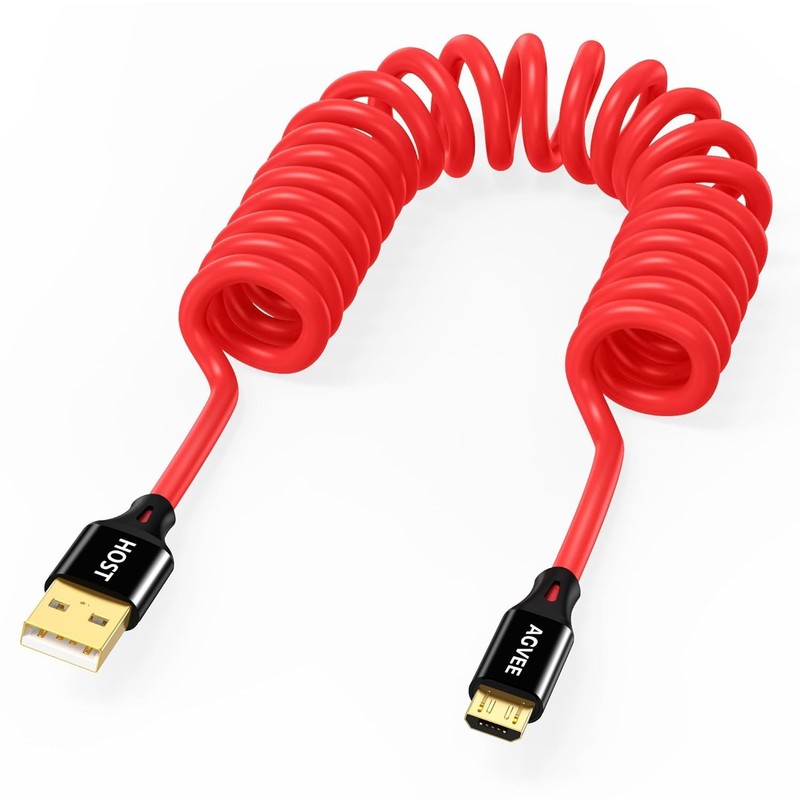 3ft Coiled USB-A to Micro USB Charger Cable [USB-IF Certified] 2A Fast Charging