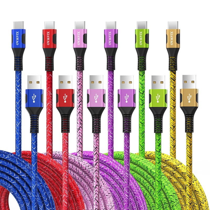 XIAWAO USB to USB C Cable, 6Pack Type C Charger Cord Fast Charging for iPhone…