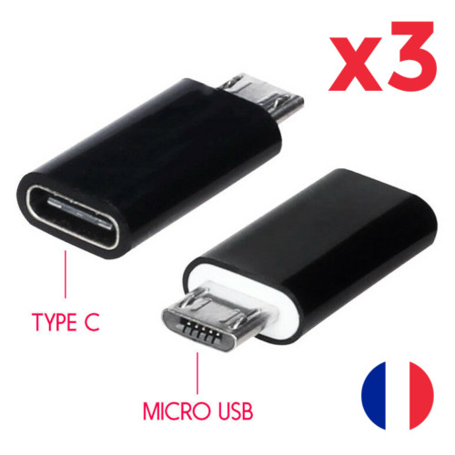 3x USB Type-C Female to Micro USB Male Adapter for Samsung Xiaomi Huawei