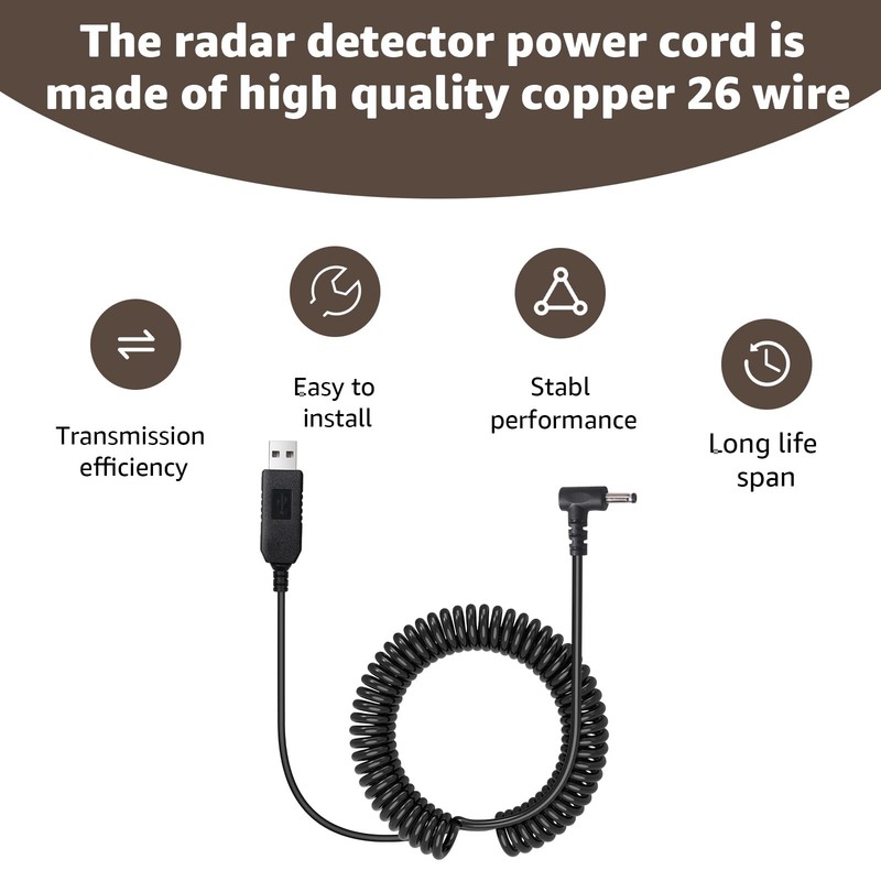 USB to DC3.5 Plug Power Cable for Radar Detectors, 8.2FT 5V-12V USB Power Cab... gallery