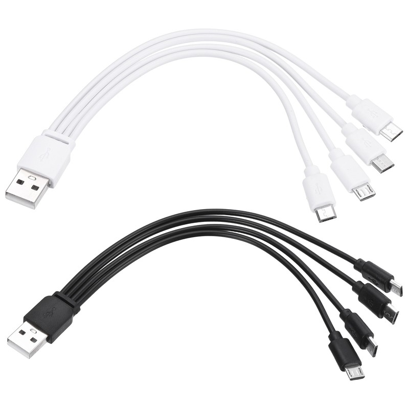 2Pcs Multi Charging Cable, 4 in 1 USB A to Micro USB Splitter 8″, Black White