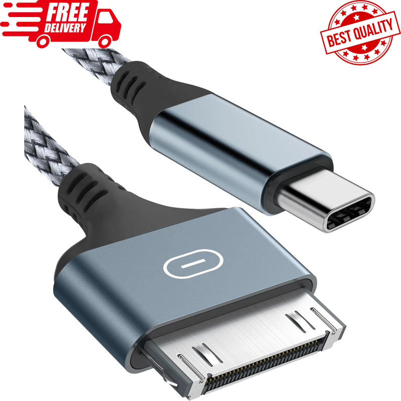 30 Pin to USB C Adapter Ipod Charger Nylon Braided Fast Charging Data Cord Next