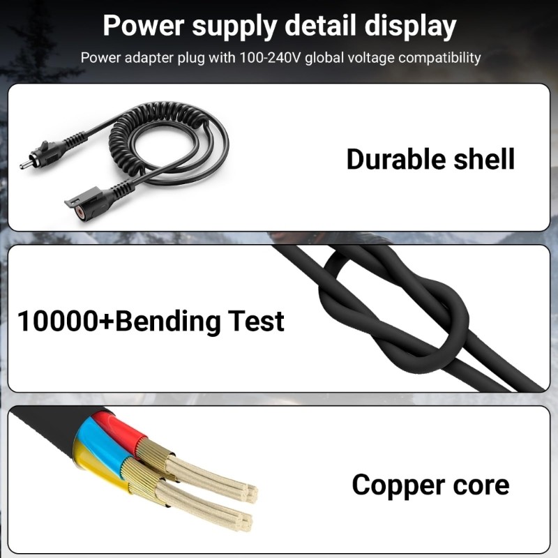 Adjustable Black Matte AV Power Cord Charging Cable For Various Office Devices gallery