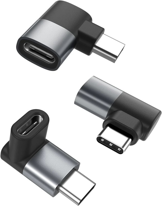 90 Degree USB C Adapter 3Pack,Right Angle USBC Male to Type C Female Extender Co