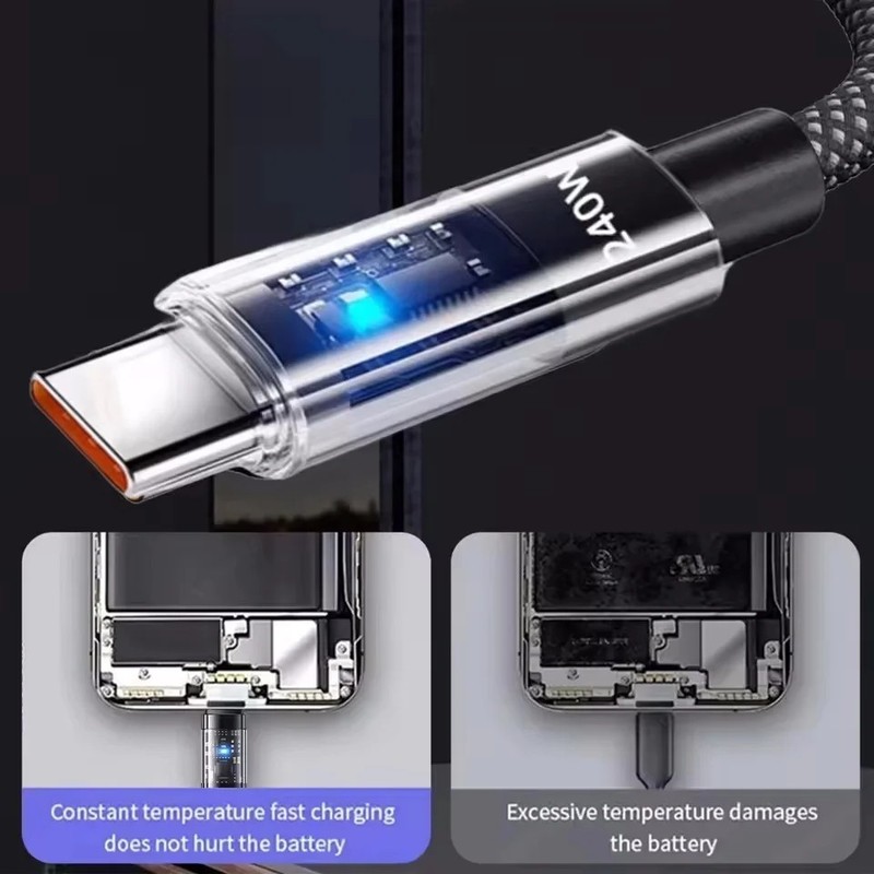 1/2M Length C -C 240W USB Type C Cable PD Fast Charging Phone Charger Data Cord gallery
