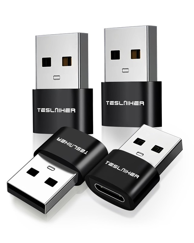4 Pack USB to USB-C Adapter Type-C Female to USB-A Male 2.0 Converter Block