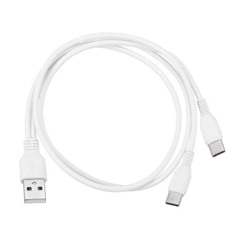 Multi USB A to 2 USB Type C 2 in 1 Splitter 20 Inch White