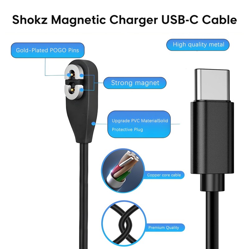 Shokz Charger USB C Cable [2-Pack, 3.3ft] USB Type C to Shokz Magnetic Chargi... gallery
