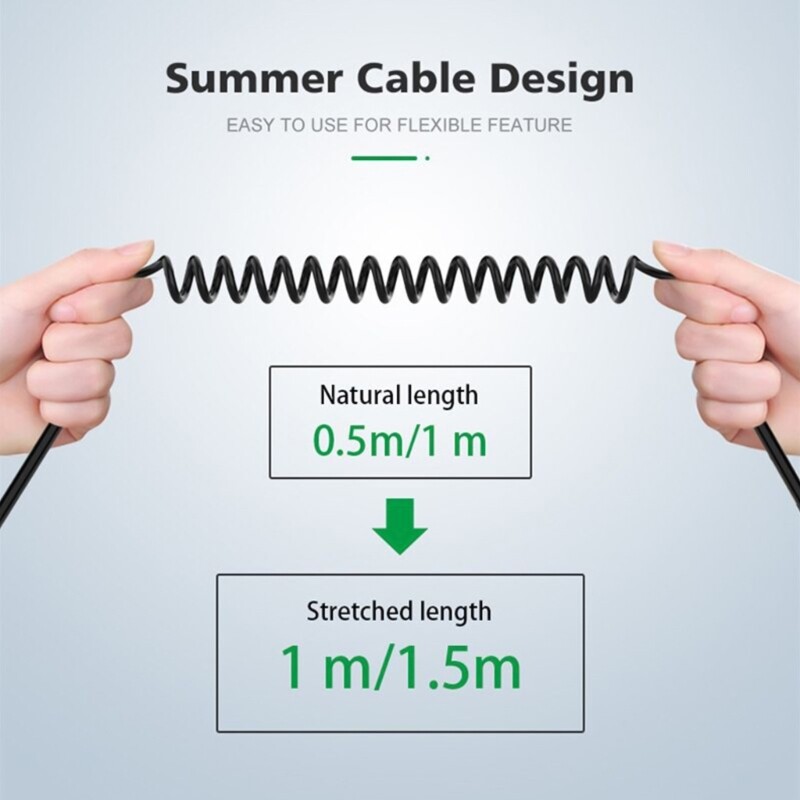 Elbow Spring Expansion Type-C Adapter Type-C to 3.5mm Male Plug Jack Cable gallery