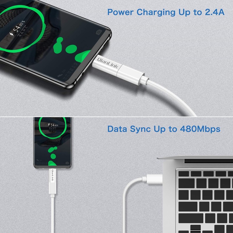 Mini USB to C Adapter, (2-Pack) Female C Male White gallery