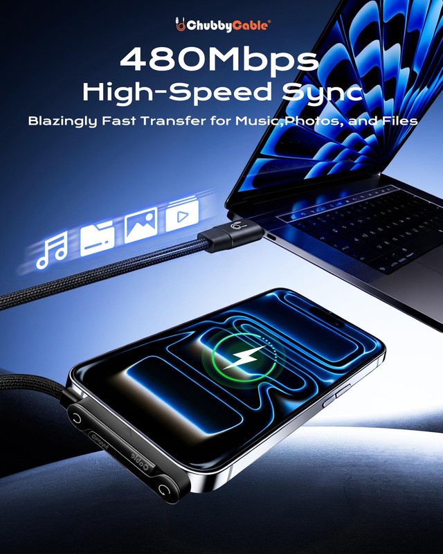 StandLite 240W Braided Fast Charge Cable with Built-in Phone Stand T-Shaped F... gallery