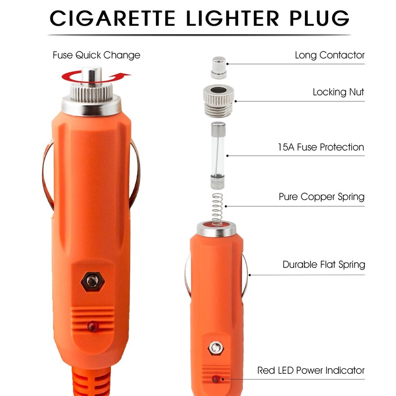 12V/24V Car Charging Cable, Cigarette Lighter to DC 8mm Connector, Portable Powe gallery