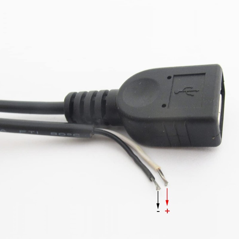 Short Charging USB 2 Wire Pigtail Cable (4 Pack 12 Inch) 30cm 22AWG 3A Black ... gallery