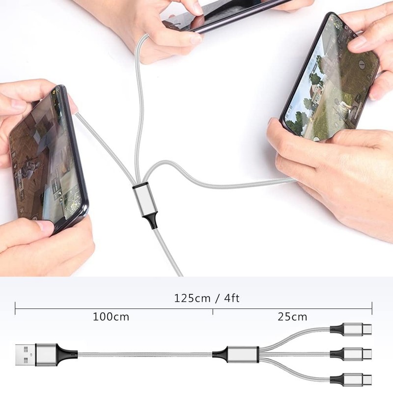 Multi Charging Cable, USB Splitter Cable, 3 in 1 Fast Charging Cord with 3 -P... gallery