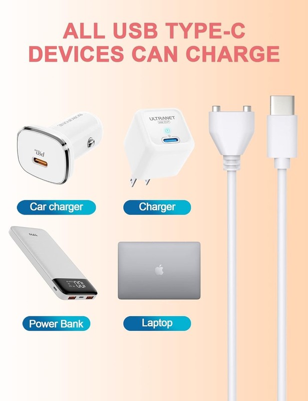 Bicmice 10mm USB C DC Charger Cable 2.6Ft Magnetic Replacement 10mm, White gallery