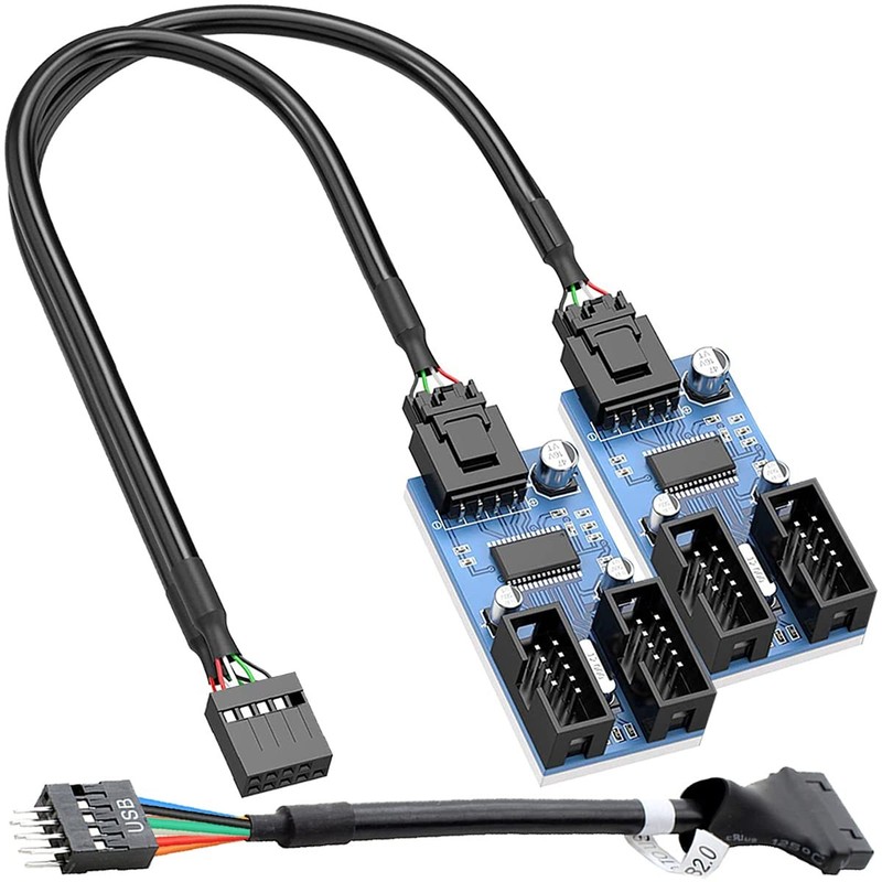 9 Pin USB Header 1 to 4 Female Extension Splitter, USB 2.0 Splitter Cable Con...