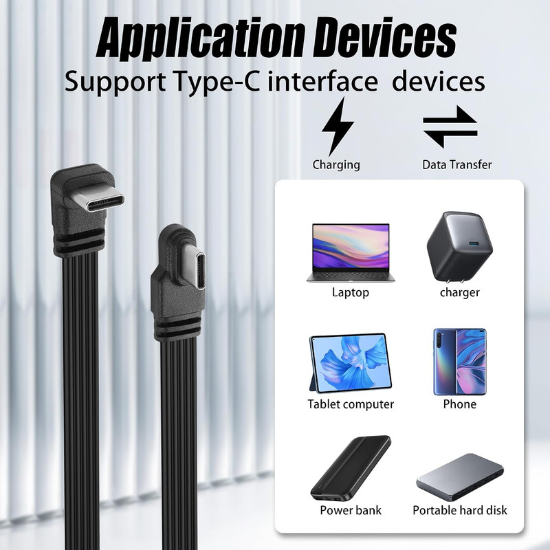 90 Degree USB C to USB C Cable,15Cm/0.5Ft | Right Angle USB C 2.0 gallery