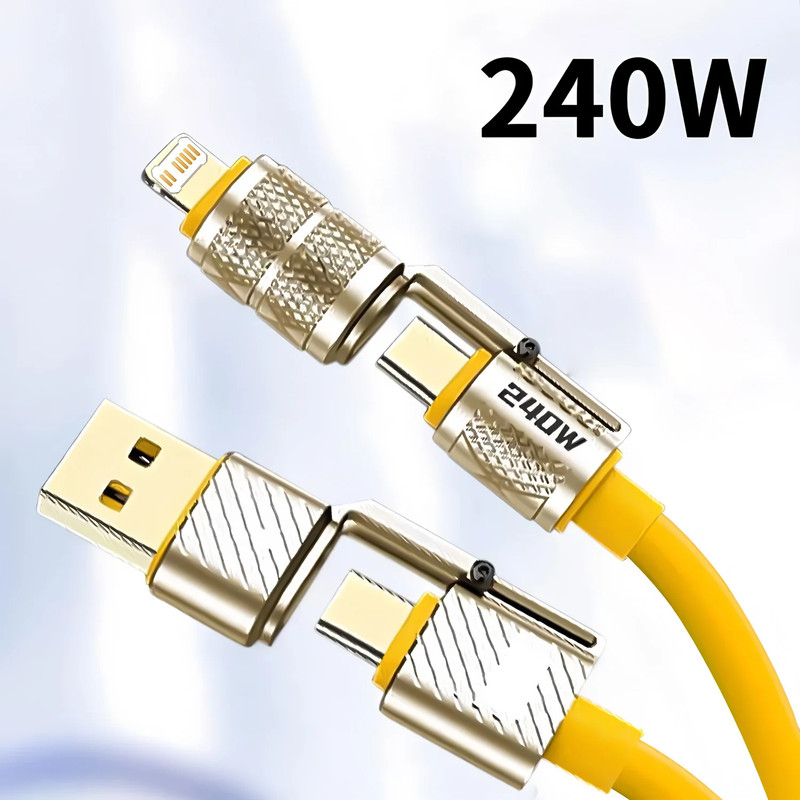 240W 4-In-1 Fast Charging Data Cable Type-C to Type-C Zinc Alloy Cable for Iphon gallery