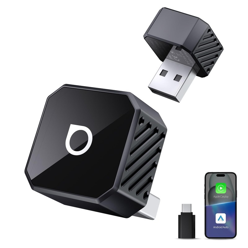 OTTOCAST Mini 3.0 Pot 2025 2-in-1 Wireless CarPlay/Android Auto Adapter, 5GHz…