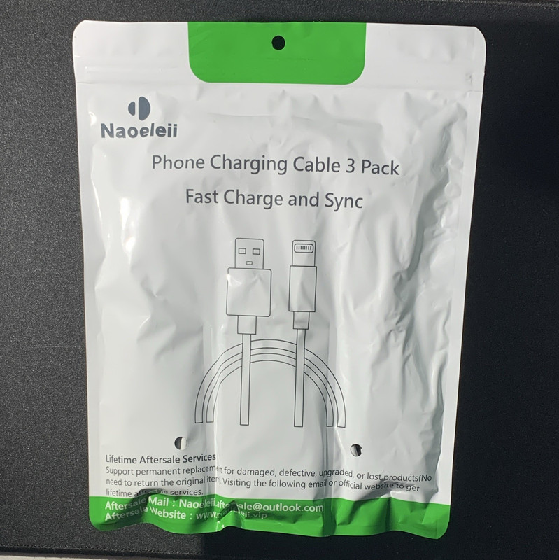 Naoeleii 3-Pack USB to Fast Charge Sync Cable for iPhone 3/6/10ft