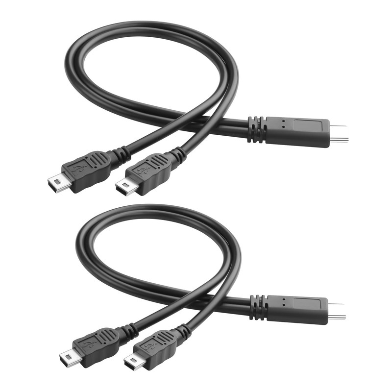 1ft 2 In 1 USB C To Dual Mini USB Charging Splitter Cable 3A Fast Power