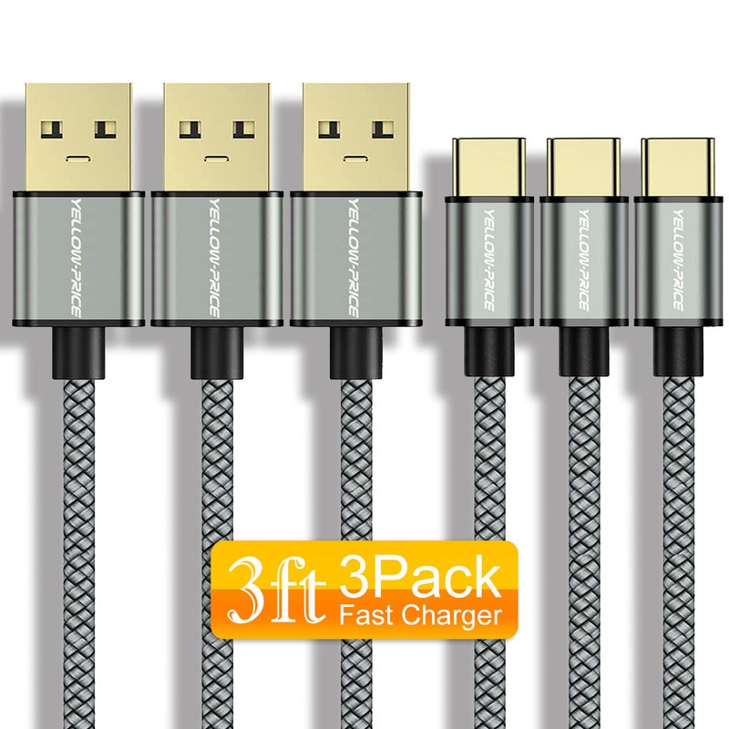 [3-Pack 3ft] USB-C to USB-A Fast Charging Type C Cable Cord – Wide Compatibility