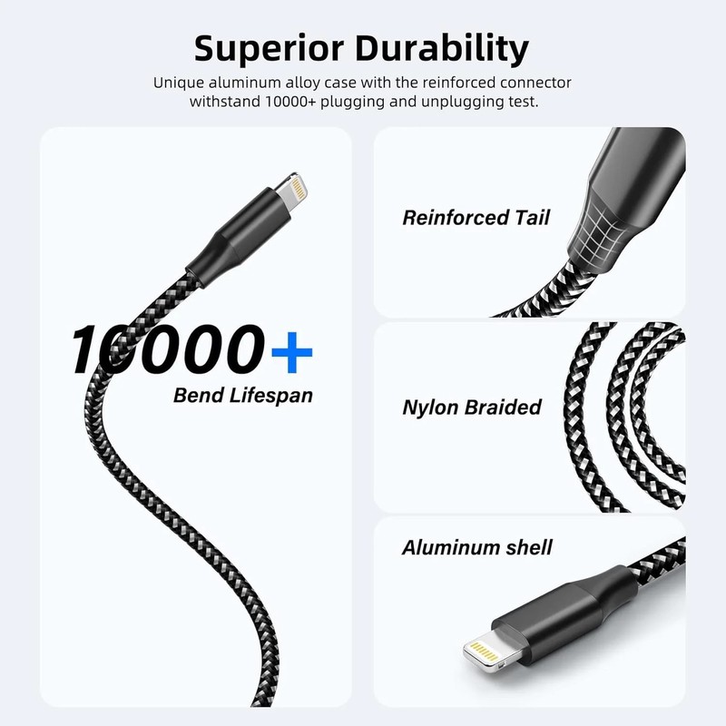 iPhone Charger Fast Charging Cord 3 Pack 10 FT Apple MFi Certified Lightning Cab gallery