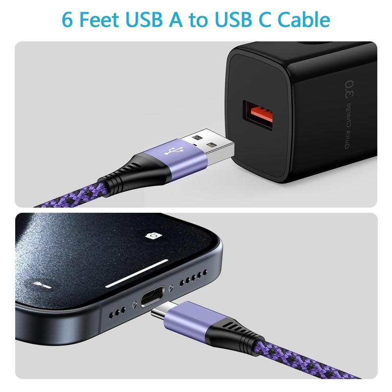 for iPhone 16e 17e 17 Max , 6FT Fast USB Cable Charger Charging Cord for iPho... gallery