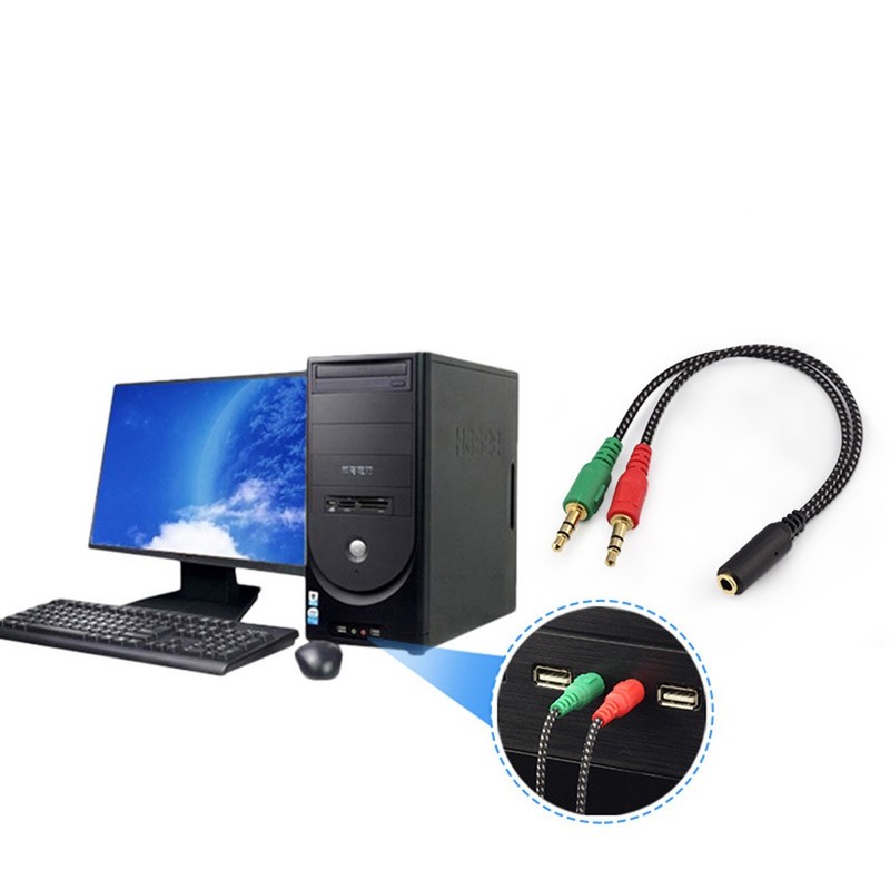 Female To 2 Male Audio Adapter Headset Splitter Cable For Pc Laptop Microphone gallery
