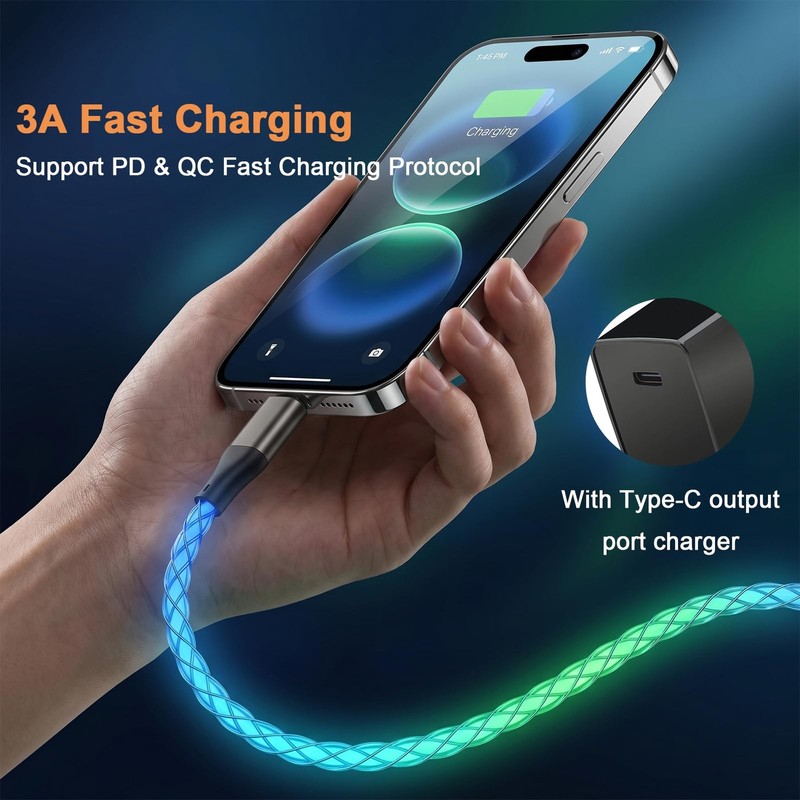USB to USB Cable Light up to Cable Fast Charging USBC to USBC Cable 60W Braid... gallery