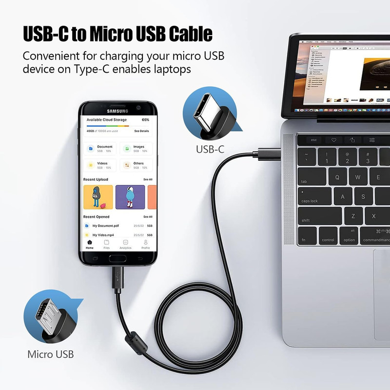 USB C to Micro USB Cable, 2-Pack 5FT Micro USB Cable PS4 Controller Charger, Fas gallery