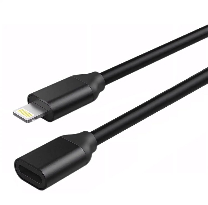 iPhone 5 through 15 Dock Extension Cable Cord 1 Foot or 3 Feet - Black or White gallery