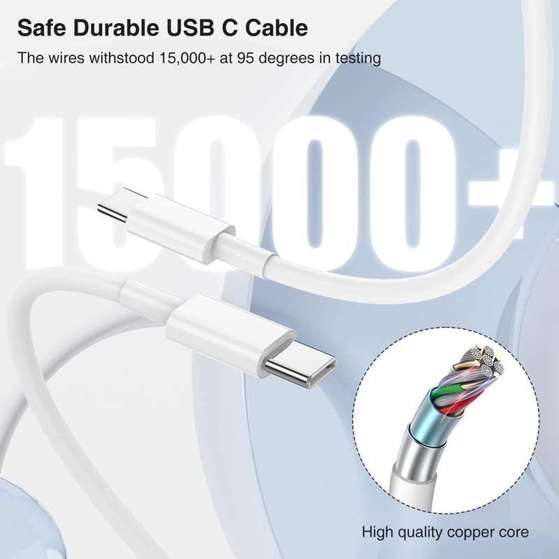 20W USB-C Fast Charging Wall Charger Type-C Cable For iPhone 15 16 17Air/Samsung gallery