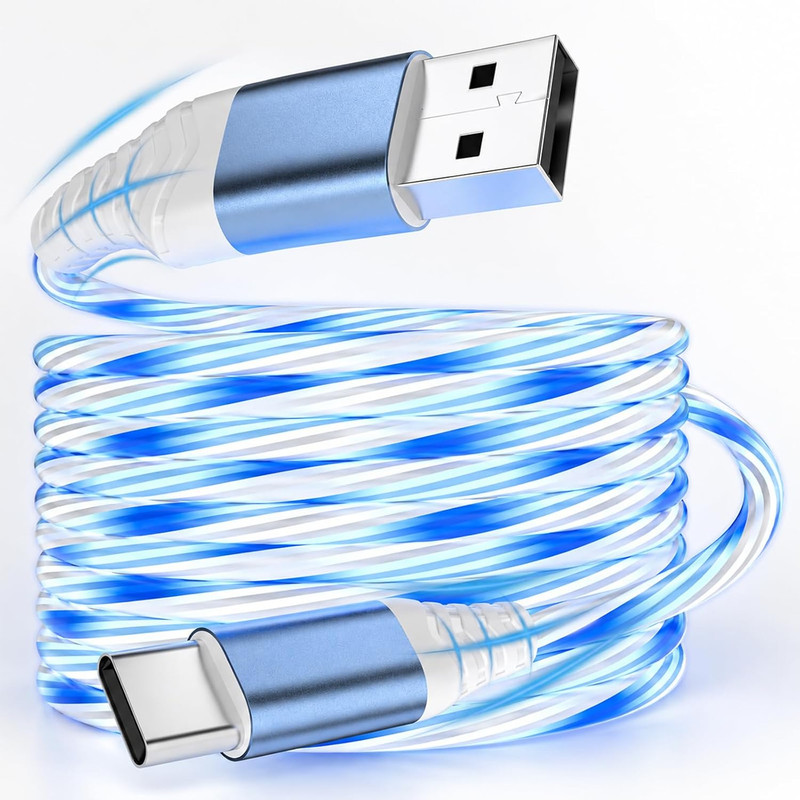 USB C Flowing LED Charging Cable, Light up Charger Cord for Iphone 17/16/15, Sam gallery