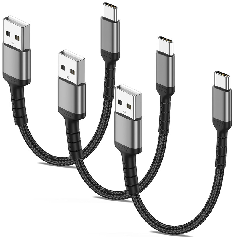 6 inch USB-C Charging Cable Short, 3 Pack Braided USB A to USB C Cord Fast Charg