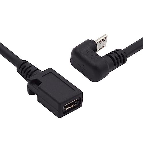 5-Pin Micro USB 2.0 Male to Female Power Data Extension Cable U-Shape Angled