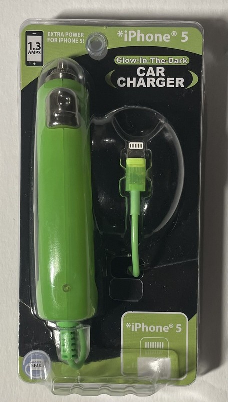 iPhone AirPod USB Cable Green Glow In The Dark 1.3 AMP Car Charger