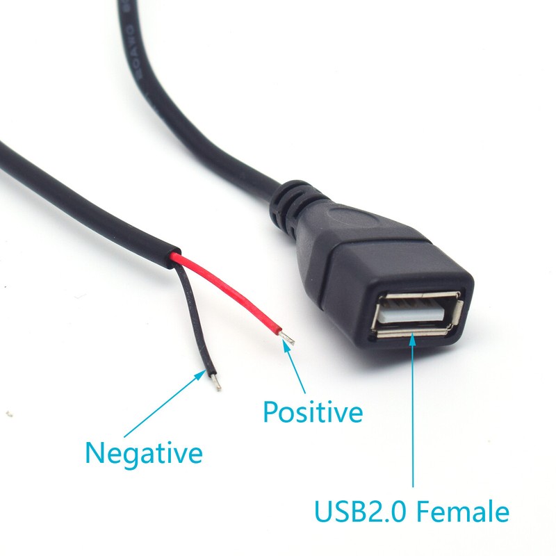 100x22AWG USB 2.0 Female DIY Repair Pigtail Cable 0.3M/1FT 2-Pin Bare Wire 5V 3A gallery