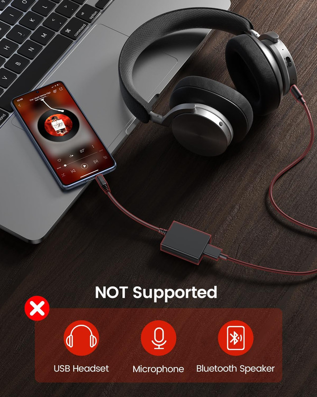 USB to Aux Audio Adapter, 3.5Mm Male to USB Female Adapter for Playing Music wit gallery