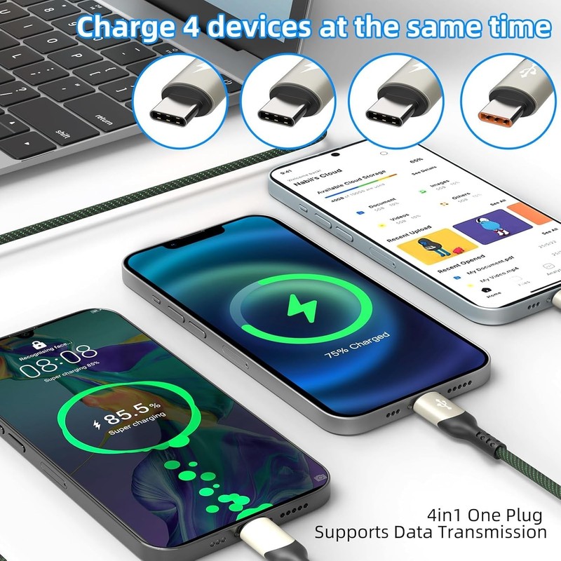 2Pack 4FT Multi Charging Cable ，USB C Splitter Cable，4 in 1 Fast Charging QC3... gallery