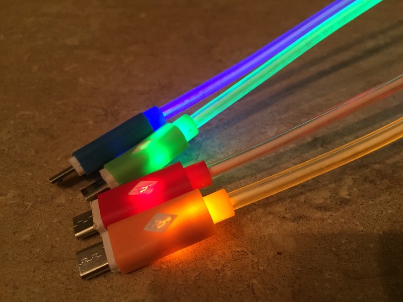 MINI SHORT GLOW light-up LED Data Sync Cable charger FOR 3.0 dual pin/micro USB gallery